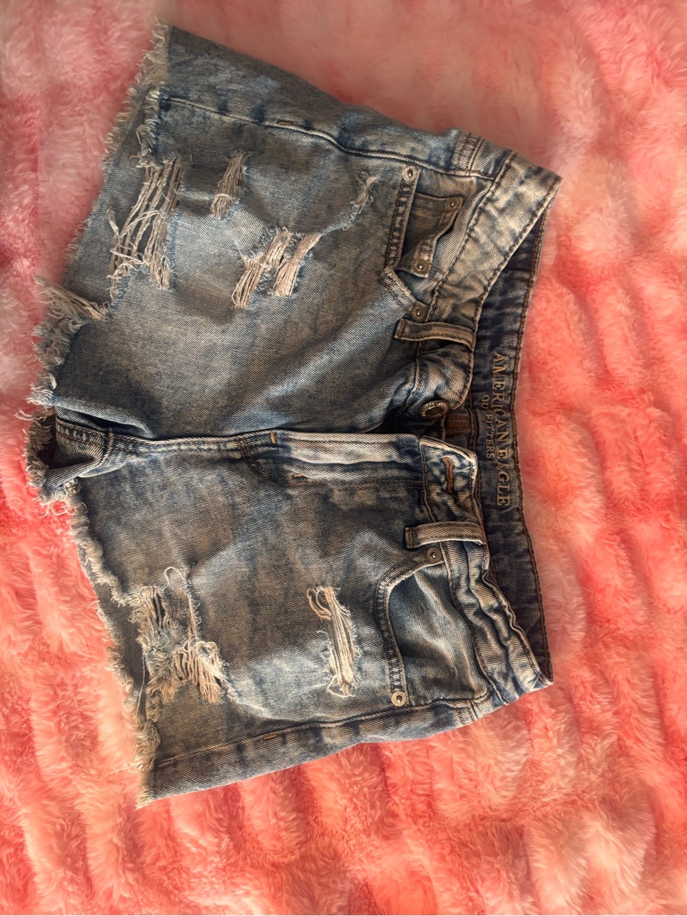 American Eagle Outfitters Light Blue Distressed Denim Shorts